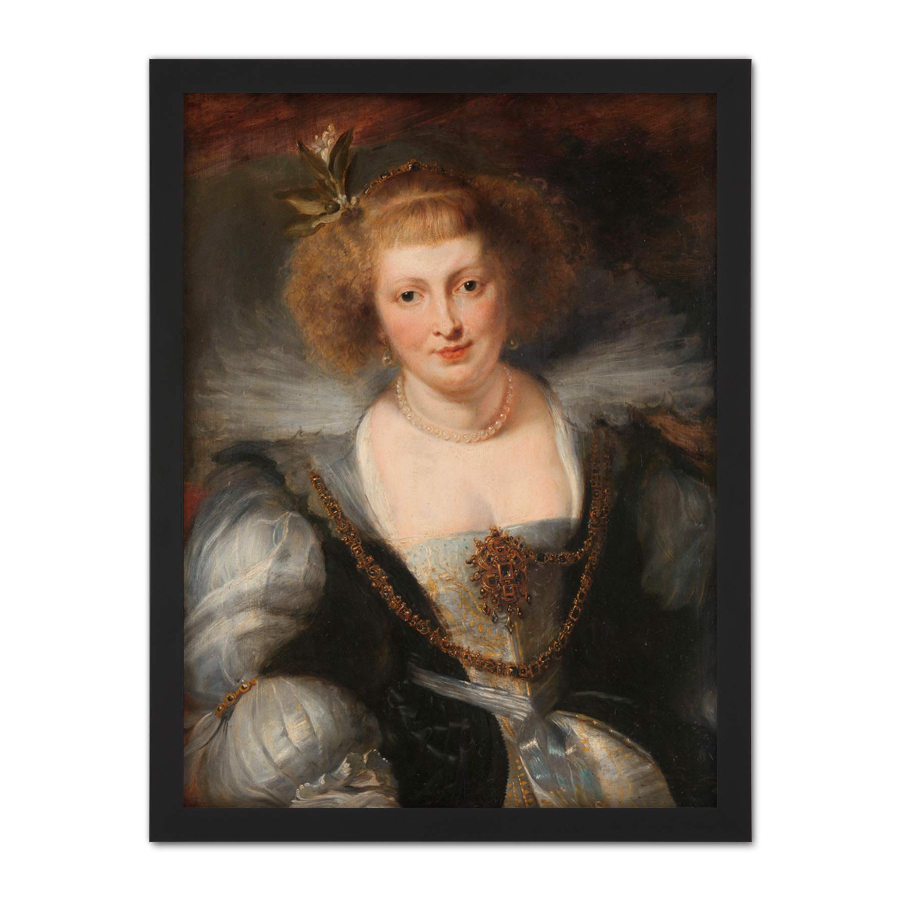 Artery8 Rubens Portrait Helena Fourment Painting Artwork Framed Wall Art Print 18X24 Inch