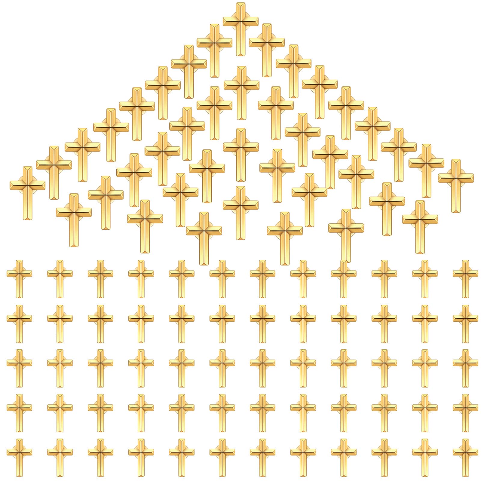 100 Pcs Cross Pins Bulk Metal Golden Silver Religious Christian Cross Brooch Pins Set Religious Enamel for Christian Chaplain Gifts Funeral Church Prayer Activities (Gold)