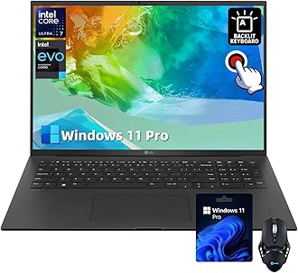 LGgram 17" Touchscreen Edition Laptop - Intel Evo 16-Core Ultra 7-155H, 32GB RAM, 2TB SSD, Backlit Keyboard, Windows 11 Pro, w/DVD Drive