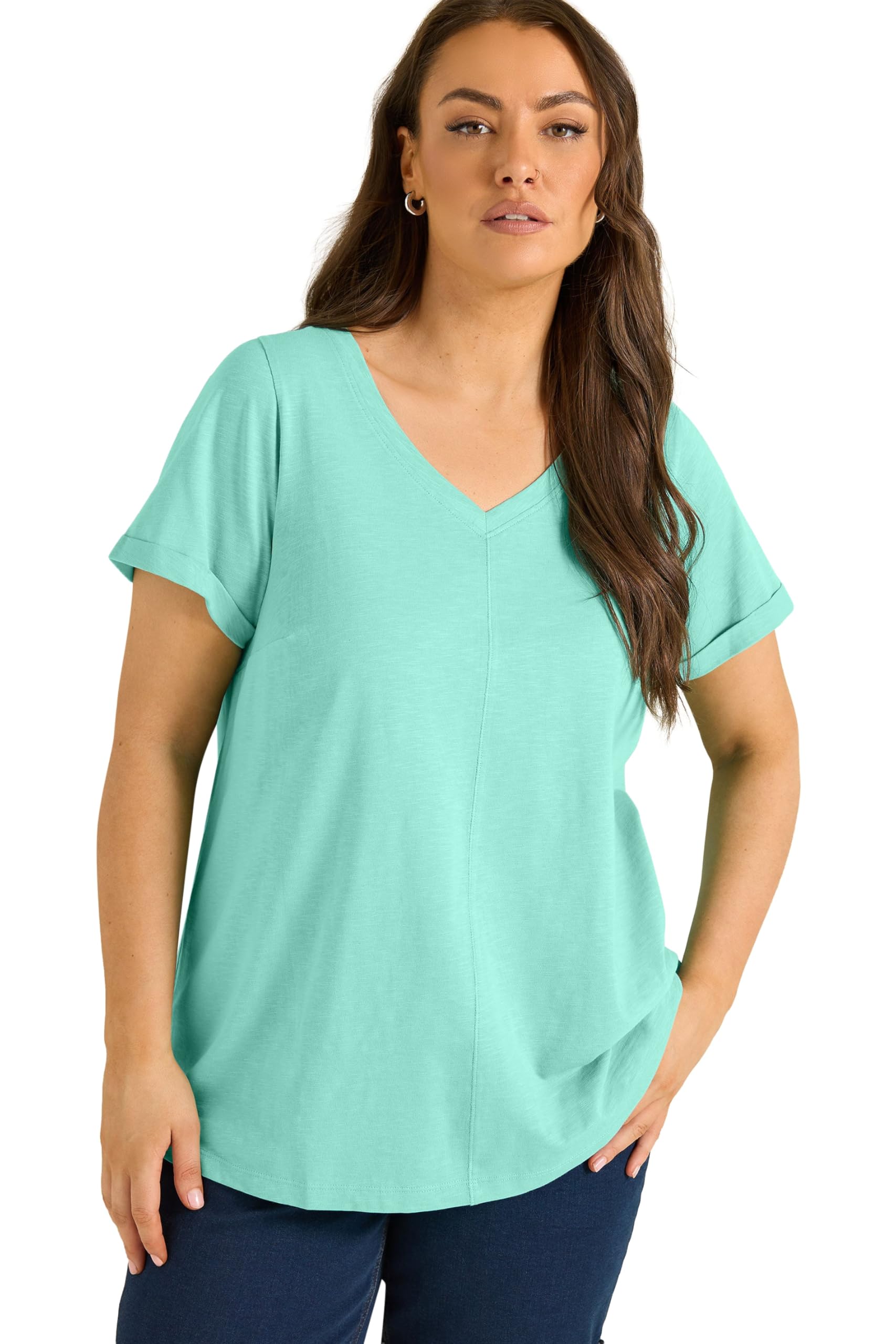 Evans Women's Blue Plus Turquoise Cotton Tshirt Size 18