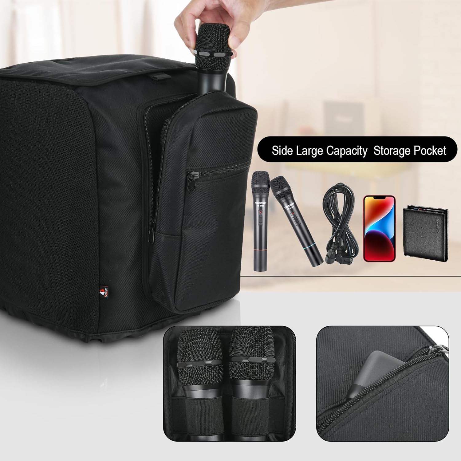 TXEsign Speaker Cover Protective Speaker Case for JBL PartyBox Encore Essential Party Speaker, Replacement Speaker Slip Cover with Side Microphone Storage Bag Accessories Bag - Image 6