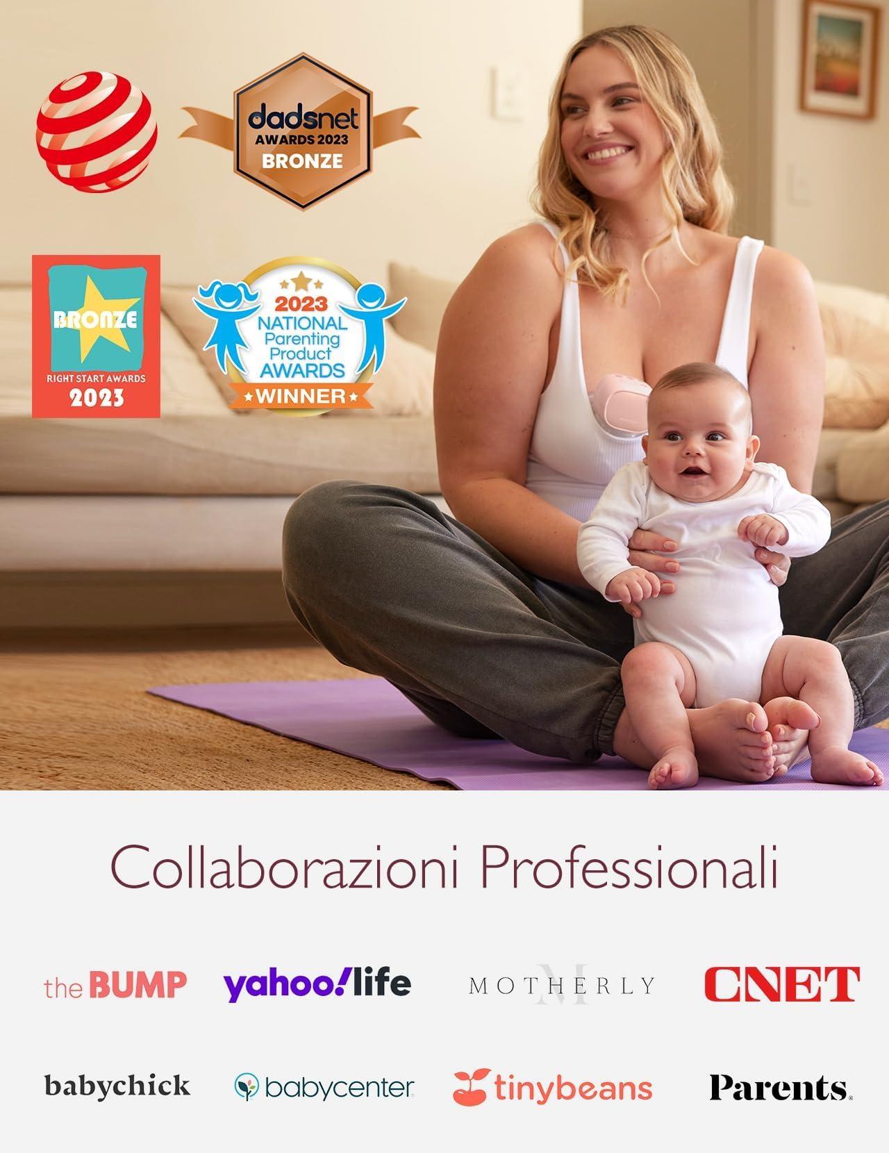 Momcozy S9 Pro Tiralatte Indossabile Elettrico a Mani Libere, Aspirazione fino a 285 mmHg, Display LED, 2 Modalità e 9 Livelli, Autonomia fino a 180 Min, Flangia 24 mm, 2 Pezzi, Rosso