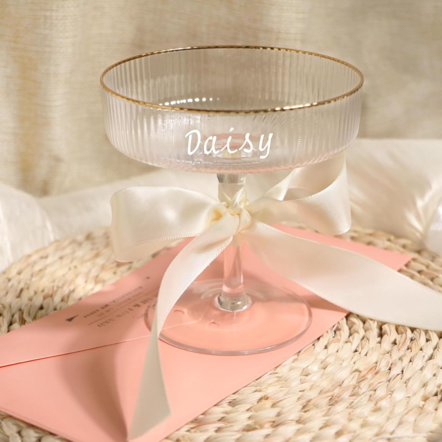 Personalized Champagne Coupe Glasses,Martini Glasses,Classic Cocktail Galssware,Bar Drinking Glass Pefect for Cocktail,Wine,Champagne,Engraved Wedding Toast,Custom Gift (4pcs)