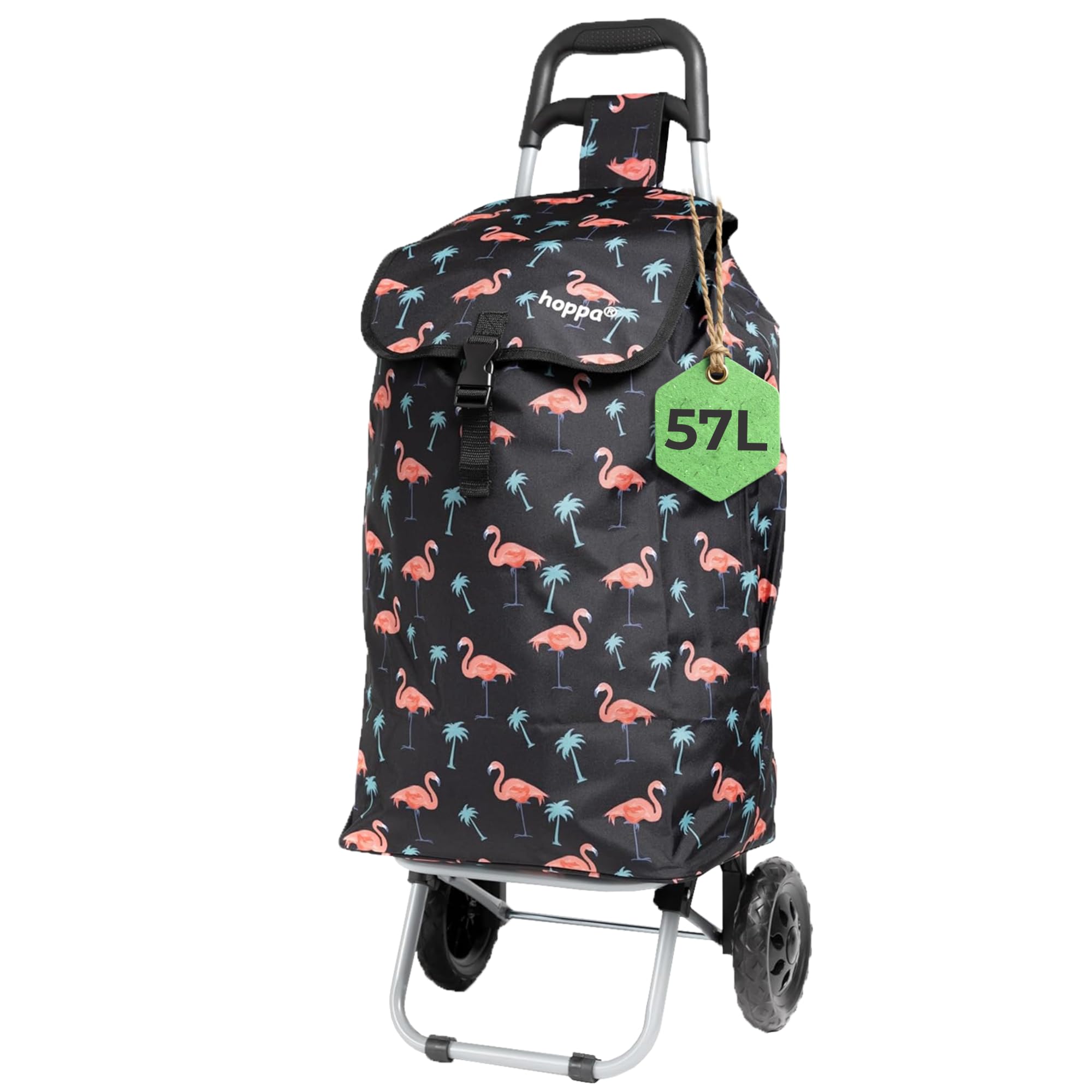 Hoppa 57L Chariot De Magasinage Léger, Résistant Et Pliable pour Un Rangement Facile avec 1 Ans De Garantie