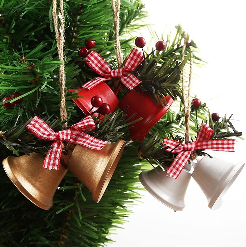 3pc 4.5cm Christmas Bell Ornament Metal Dual Bell Christmas Tree Hang Pendant Hang on Doordecor (Color : White Size : 13 * 10 * 5cm)