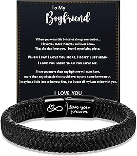 Valentines Day Gifts for Him Husband, Mens Leather Bracelet Easter Basket Stuffers I Love You Gifts for Him Boyfriend Men Bracelet Birthday Gifts for Son Godson Fathers Day Gift for Dad Christmas Anniversary Jewelry