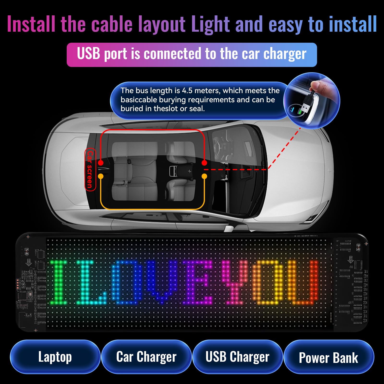 2 pezzi Devil Eyes Light for Cars Occhi per camion, Colorful Devil Eye Lamp Soft Screen for Car Window, display flessibile programmabile per auto con controllo APP e telecomando, 102 x 348 mm