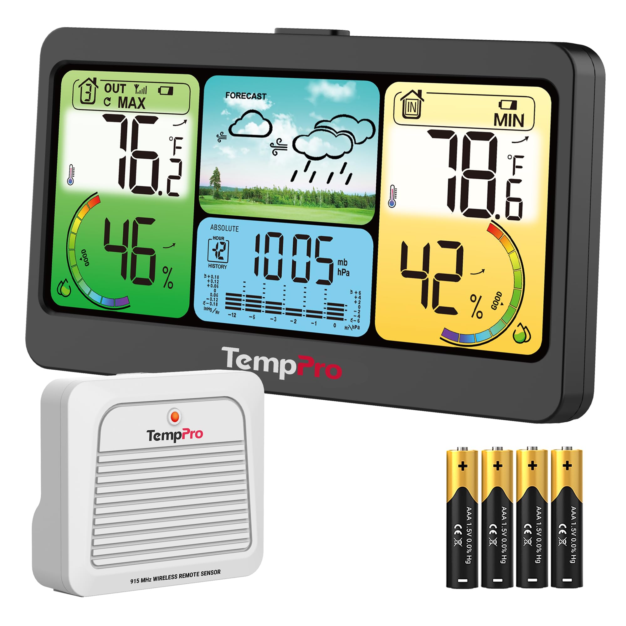 ThermoPro TP280 1000FT Home Weather Stations Wireless Indoor Outdoor Thermometer, Indoor Outdoor Weather Stations with Swiss-Made Sensor, Inside Outside Weather Thermometer Barometer with Forecast-image-15