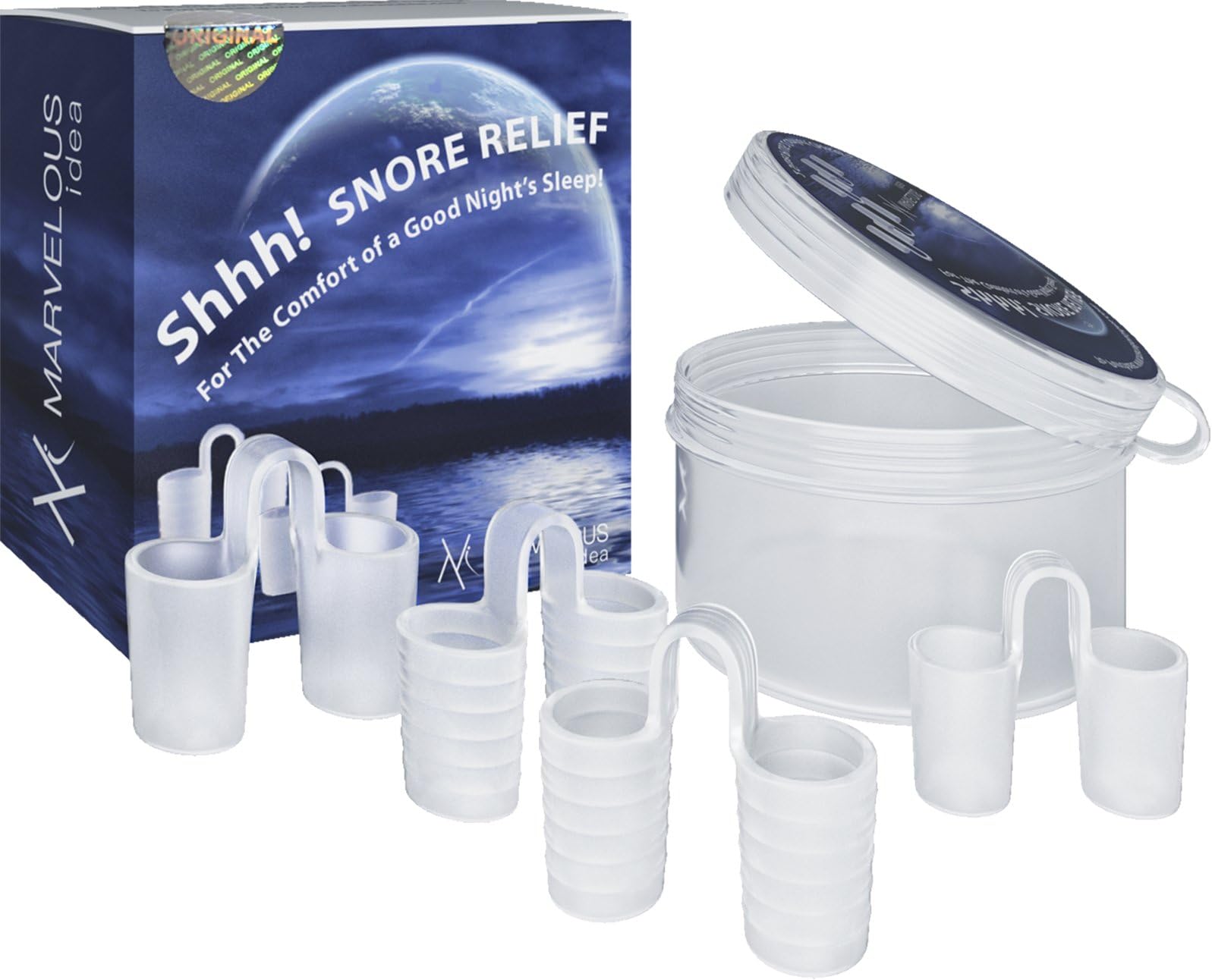 Anti Snoring Solution Devices - Marvelous Idea's Deviated Septum Nasal Dilator Relief Aid and Snore Stopper w/o Machine Aids - Pack of 4 Soft Comfortable Medical Grade Silicone Relief