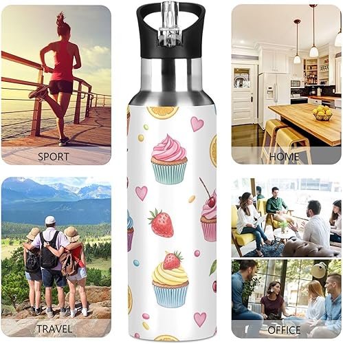 Miniatura 5 de Insulated Water Bottle 32 Oz, BPA-Free Sport Water Bottle Insulated for Gym Outdoor Travel School, Colorful Cupcakes