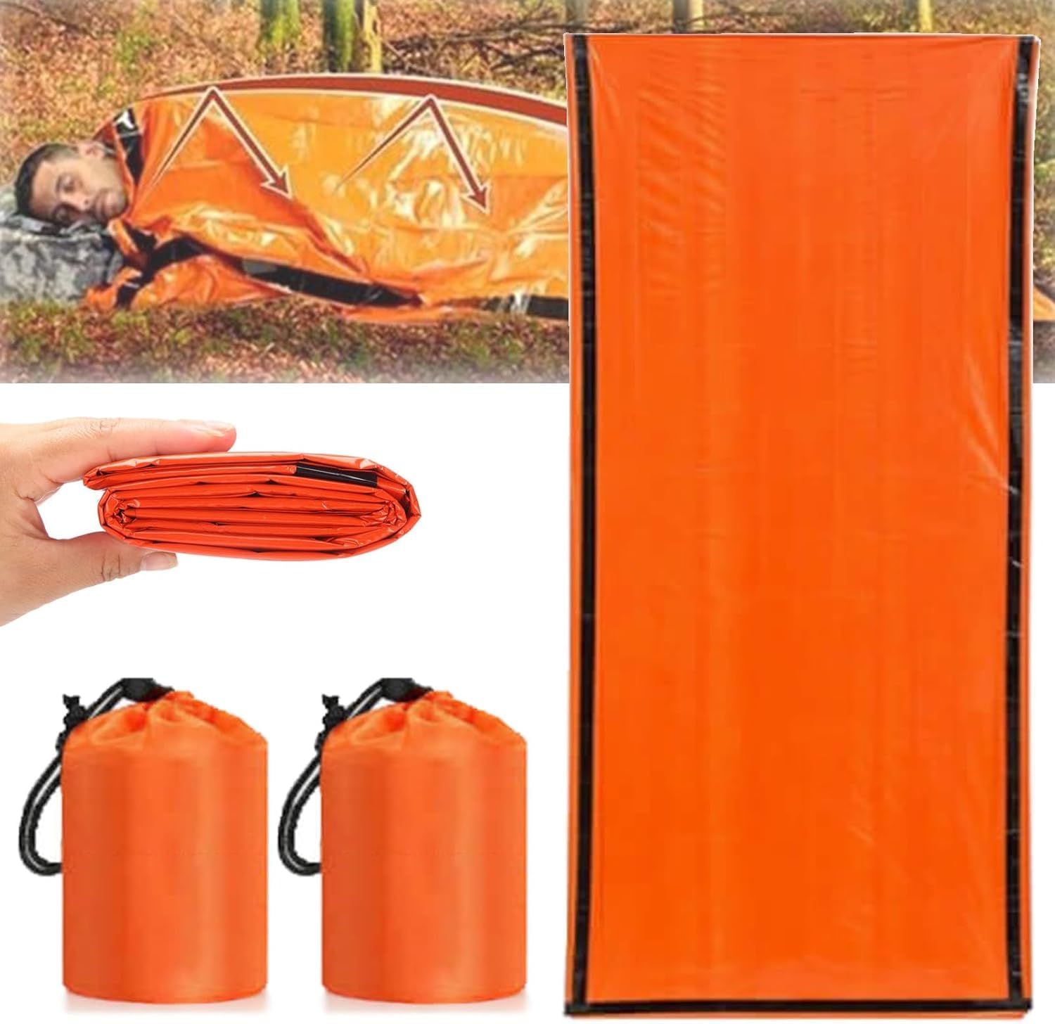 Sierra Madre Sac de couchage d'urgence, 213,4 x 91,4 cm, sac de couchage de survie d'urgence Sierra Madera, sac de couchage d'urgence, sac de couchage de bivouac imperméable et thermique pour camping,
