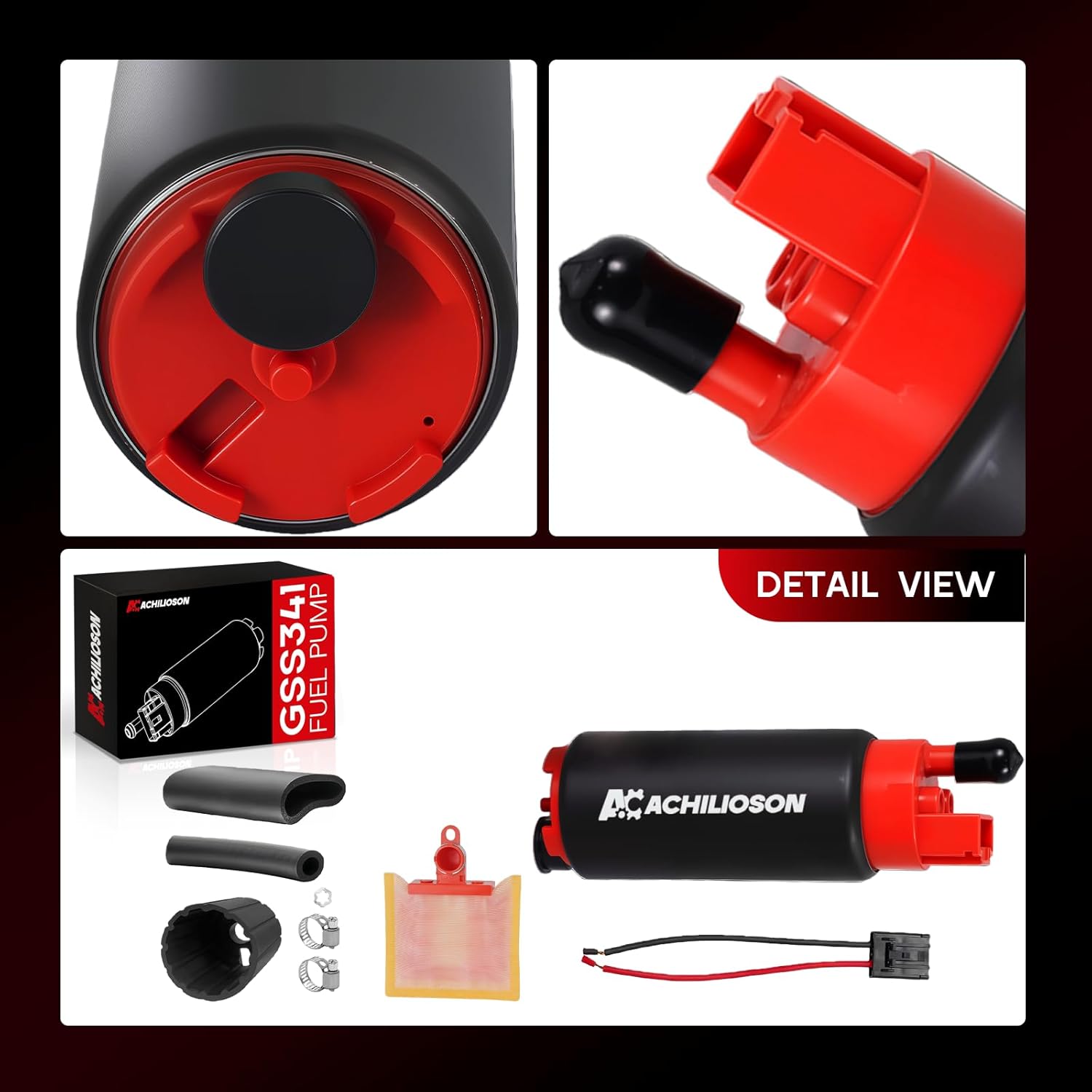 340 LPH High-Flow & High-Pressure Electric Fuel Pump Compatible with GSS341 Models, F90000267, F90000285, Includes Installation Kit