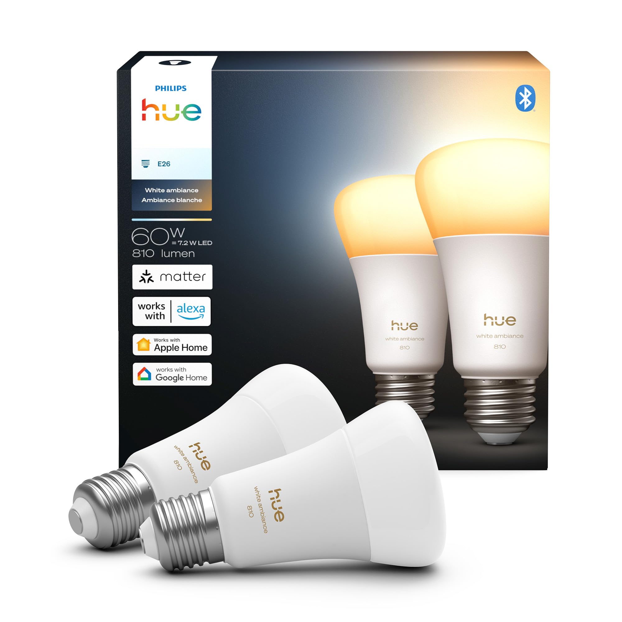 （6個）Philips Hueフィリップスヒュー white ambiance Amazon.com: Philips Hue White Ambiance Base Lumen (60W) Smart