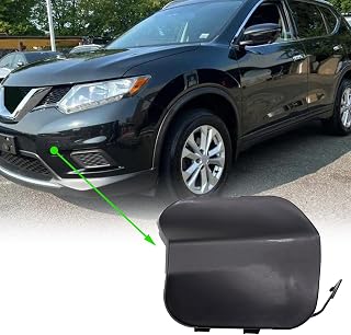 Black Left Driver Side Front Bumper Tow Hook Cover Towing Eye Cap Compatible with Nissan Rogue 2014 2015 2016 Replace 622A0-4BA1A