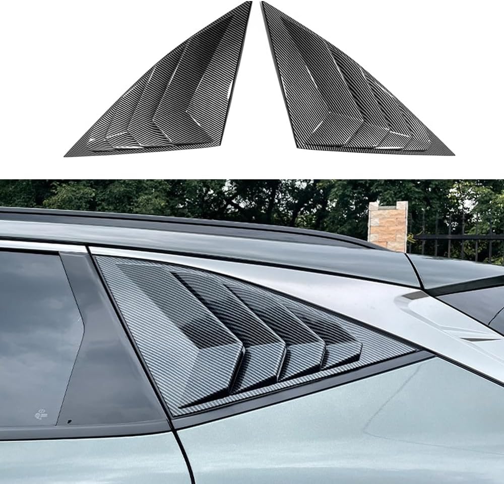 Rifoda for New Tucson Window Louvers Air Vent Scoop Shades Cover Blinds Fit for Hyundai Tucson 2022 2023 2024 Rear Side Window Louvers Decoration Trims ABS Material (Carbon Fibre)