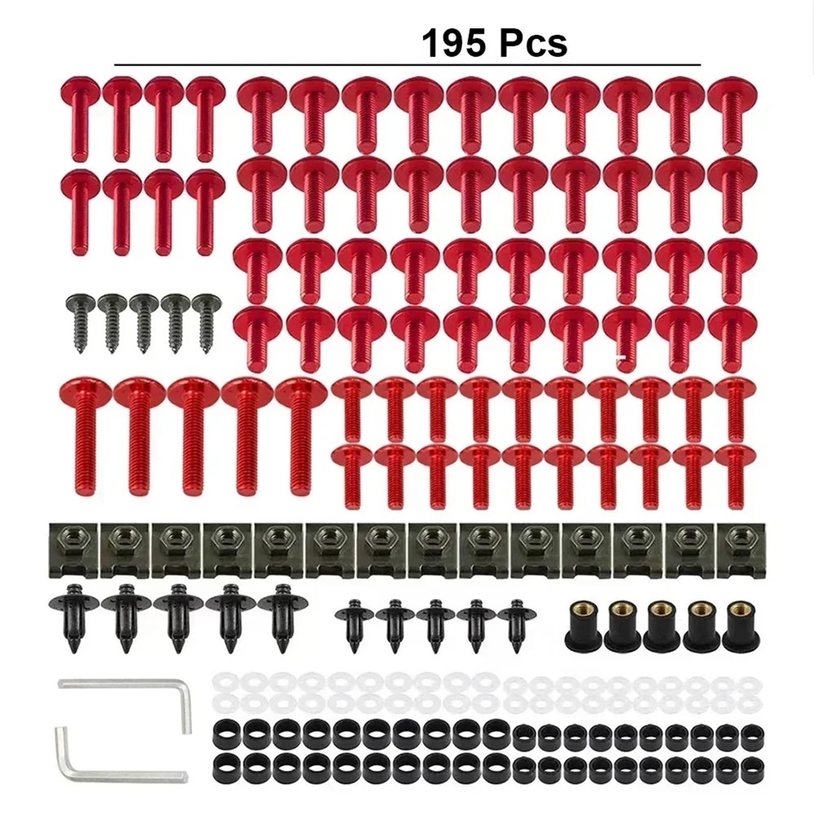 Tornillos para Carenado De Motocicleta para Vespa LX50 LX125 LX150 Ie LX Touring 50 125 150 150IE Kit Tuercas Y Clips Tornillos De Fijación Parabrisas(Rojo)