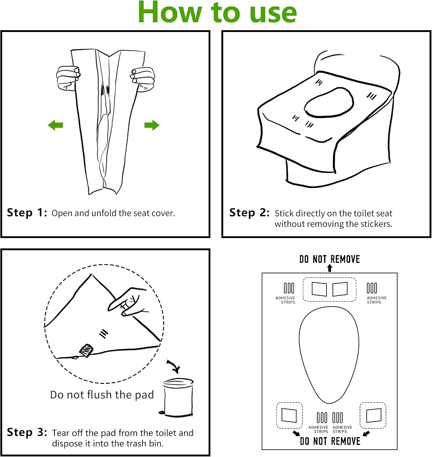 Disposable Toilet Seat Covers - 70-Pack Waterproof XL Travel Pack