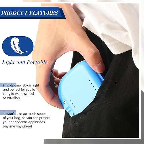 Miniatura 5 de Tanlade 80 fundas de retención dental con orificios de ventilación de 3.4 x 2.8 x 1.1 pulgadas, funda protectora bucal surtida, contenedor de