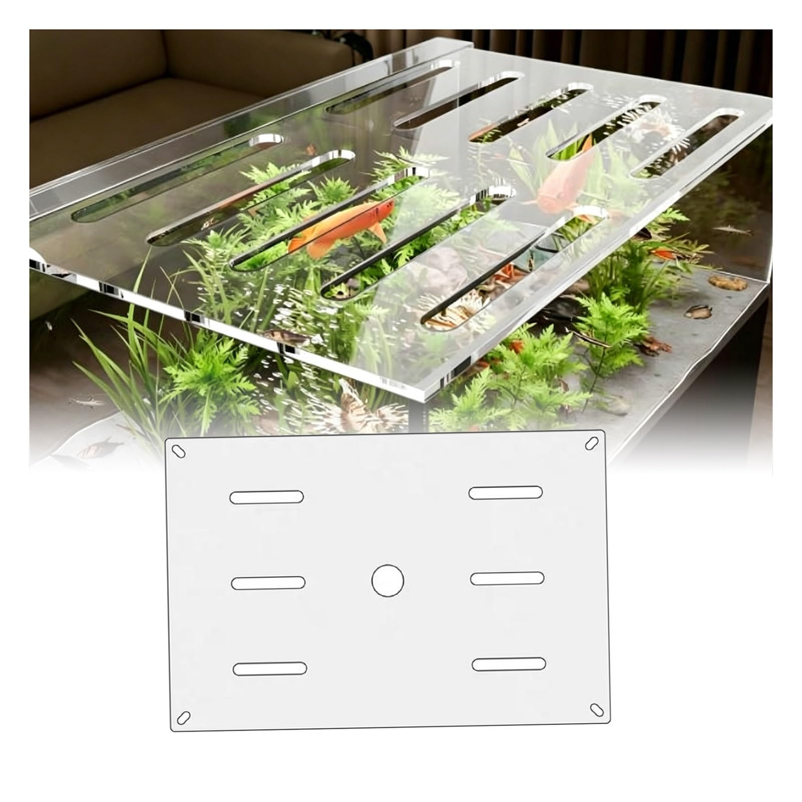 Couvercle d'aquarium en Acrylique avec Trou d'air Frais, Couvercle Anti-Saut, Couvercle de réservoir ventilé for Reptiles, Tortues, Aquarium, Habitat(40x40cm)