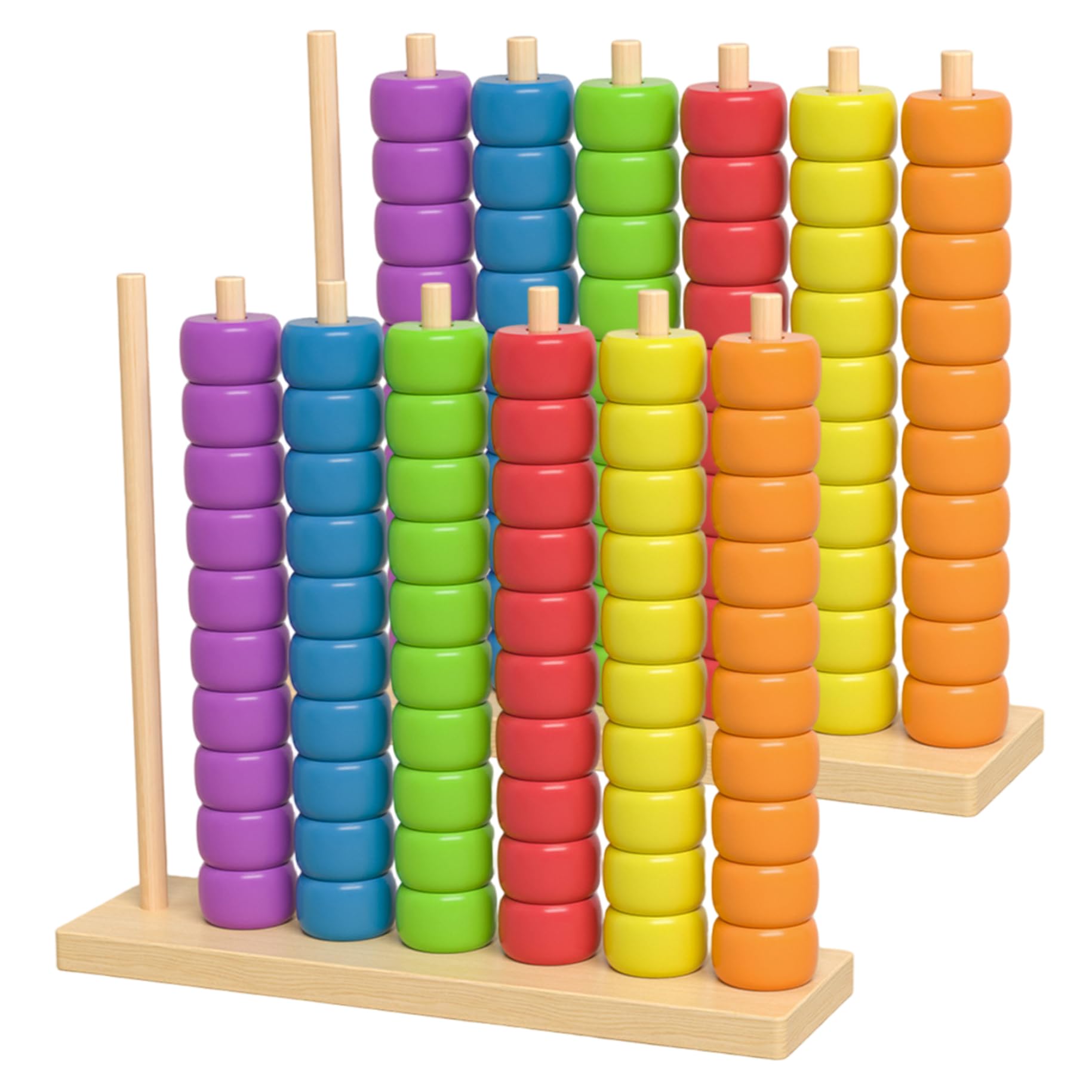 Farbsortierspielzeug 2-teiliges Stapelspielzeug aus Holz für Kleinkinder Montessori-Lernspielzeug für Erkennung Feinmotorik und Logik