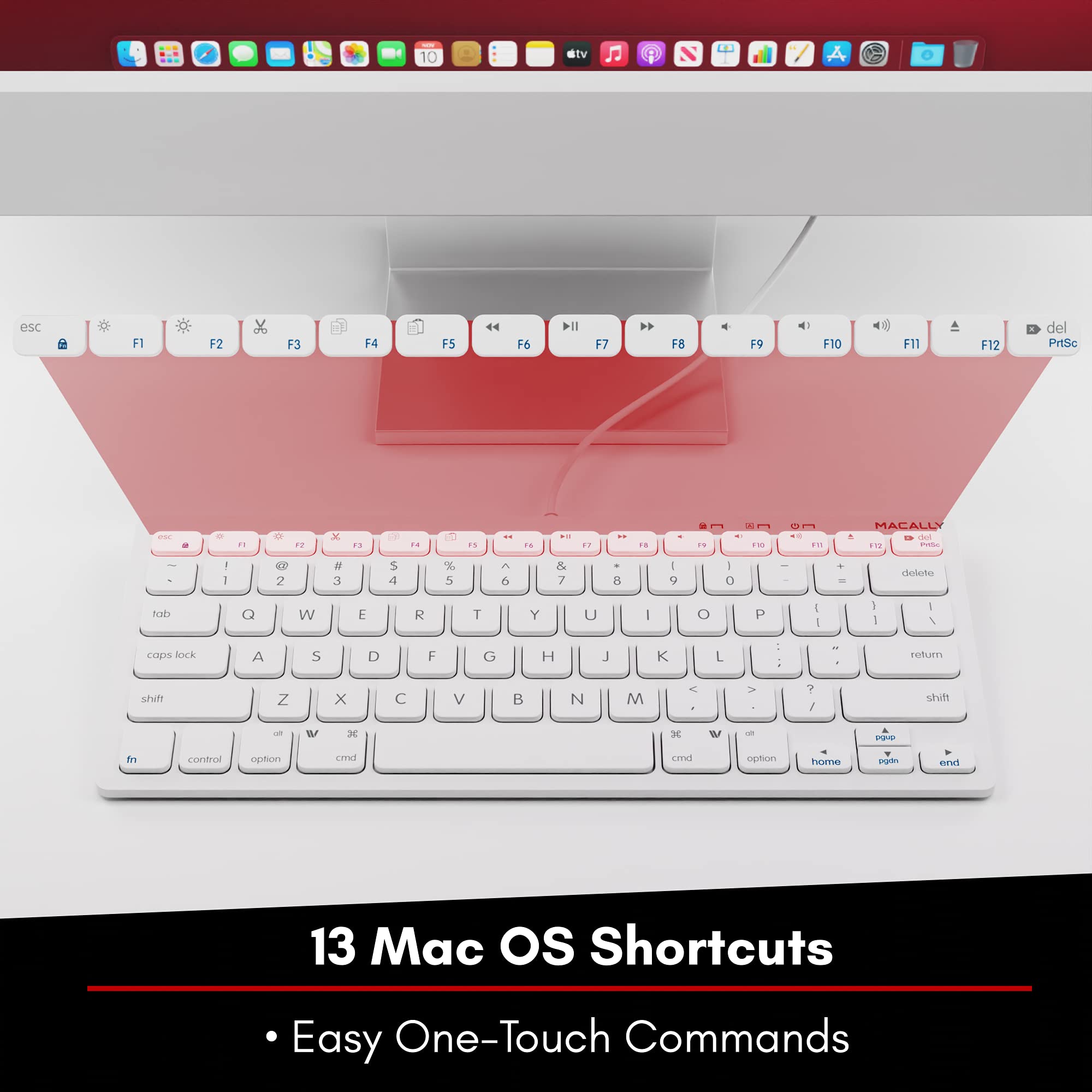 Macally USB Wired Keyboard for Mac and Windows PC Plug and Play Apple