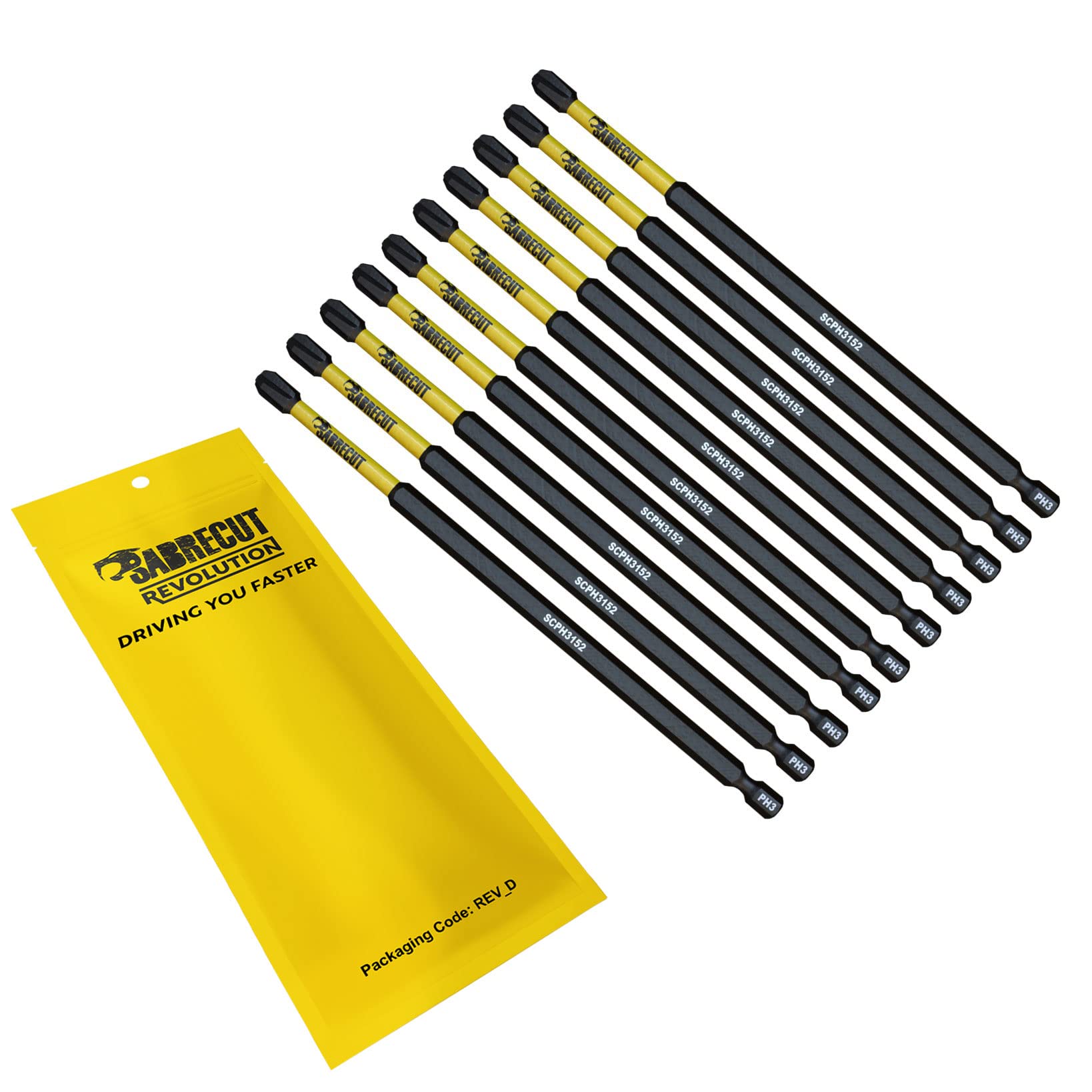 SabreCut Impact Bits PH3 152mm x 10 - Milwaukee DeWalt Professional