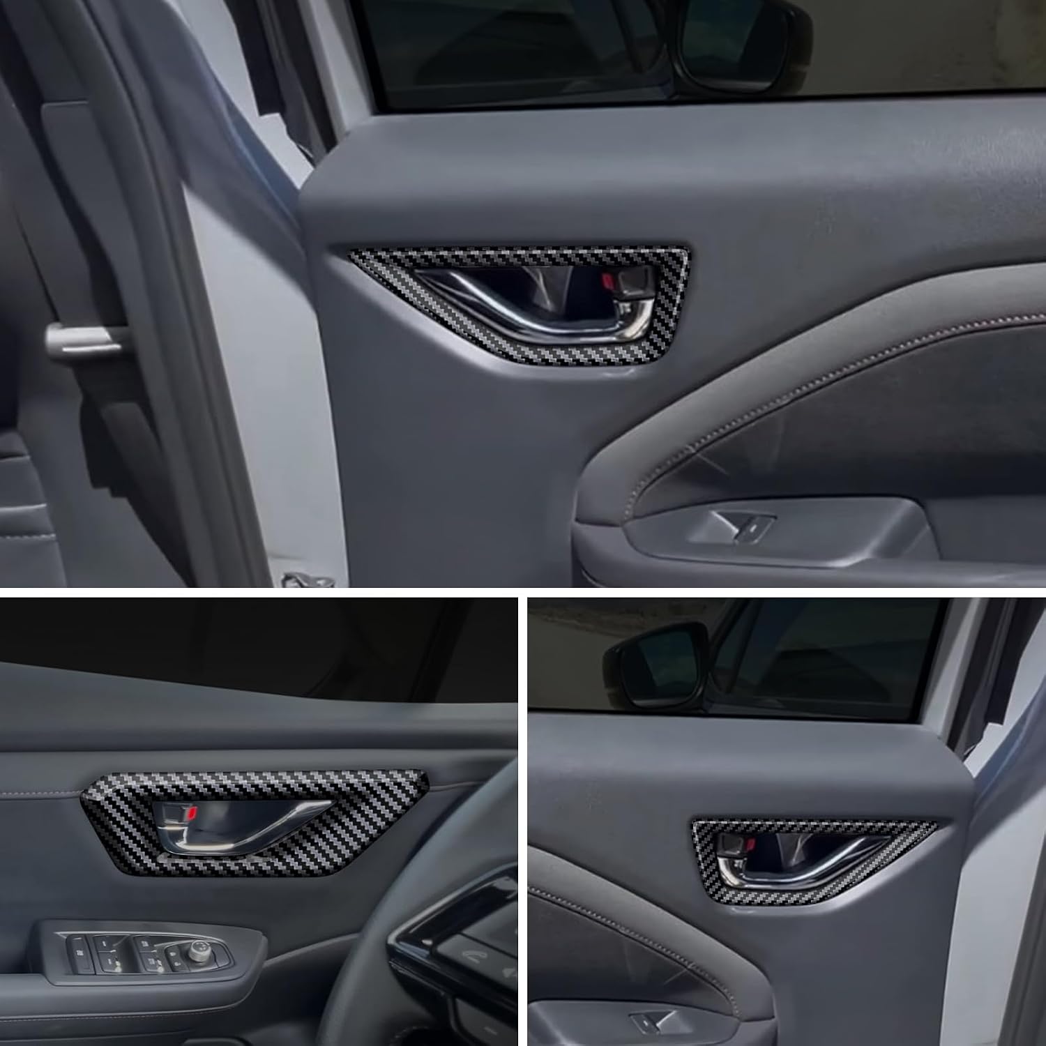 Sekhyna Inner Door Handle Cover Trim Compatible with Subaru Forester 2025,ABS 4PCS Front Rear Door Lock Interior Door Pull Handle Panel Trim Frame Protection Cover Accessories (Carbon Fiber Pattern)