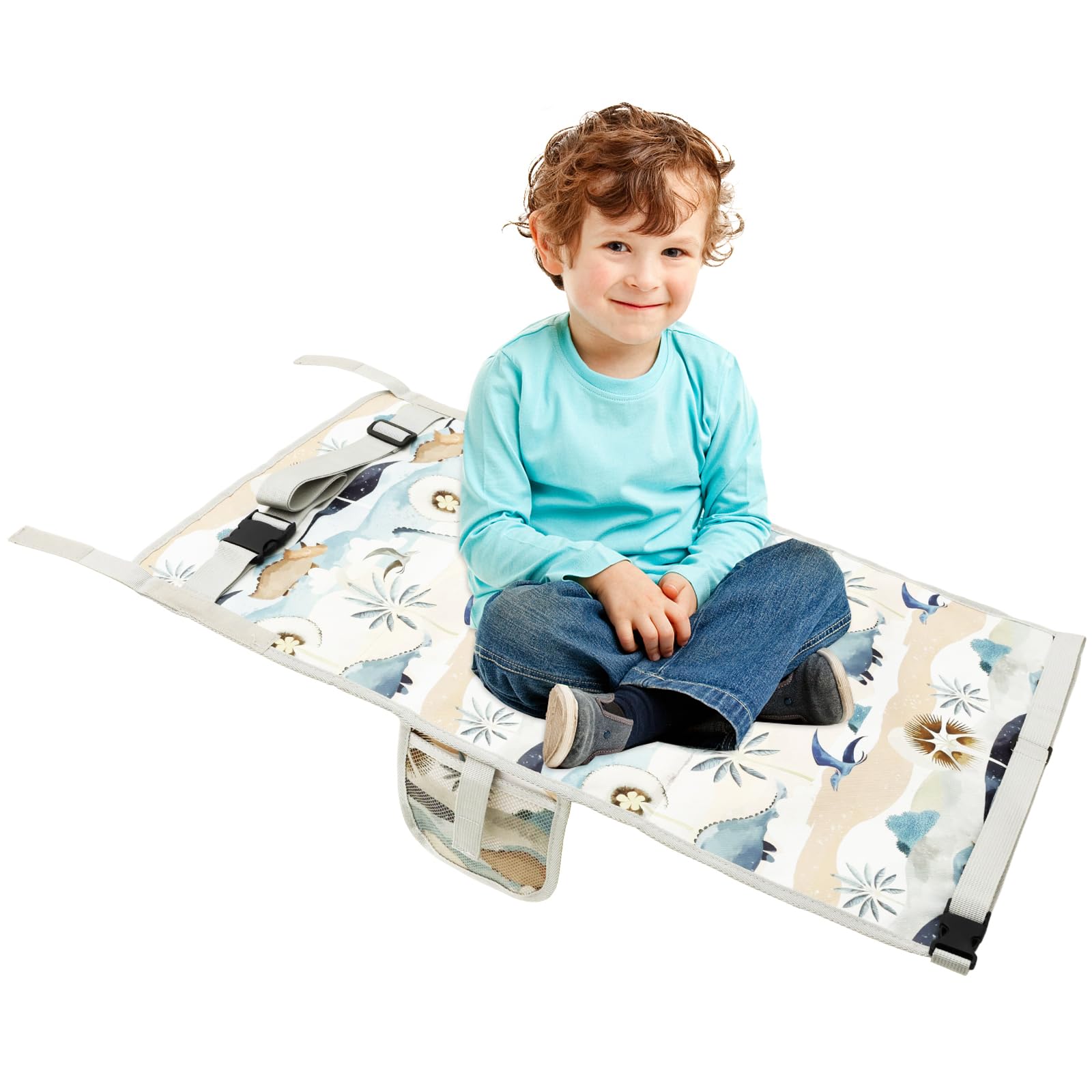 GWCYMYD Toddler Airplane Seat Extender, Oxford Cloth Flyaway Kids Bed with Pocket, Portable Toddler Aeroplane Bed, Baby Travel Essentials for Lie Down Rest (Dinosaur) — image 1
