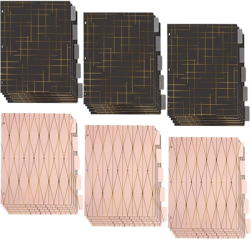 Miniatura 2 de Paper Junkie 6 juegos de 5 separadores de pestañas para carpetas de 3 anillos, 30 separadores a granel en total para oficina, suministros escolares