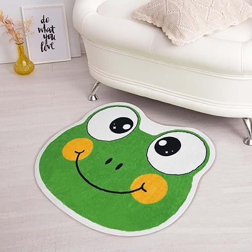 Miniatura 4 de Alfombra de baño con forma irregular de rana para niños, antideslizante, absorbente, lavable, peluda, decoración de dormitorio, alfombra de entrada