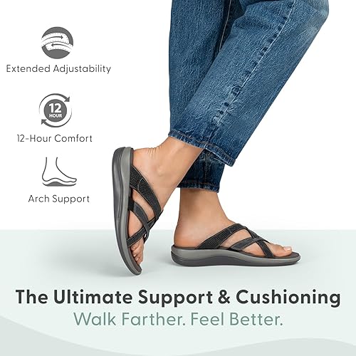 Miniatura 2 de Orthofeet Chanclas con soporte de arco para mujer, ideales para aliviar el dolor de talón y pies. Diseño terapéutico con soporte de arco, refuerzo