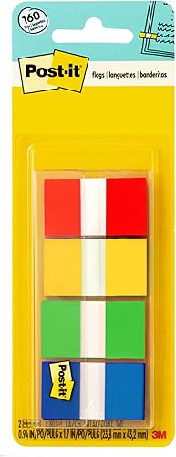 Post-it 680RYGB2 Banderas de página en dispensador portátil, estándar, 160 banderas/dispensador