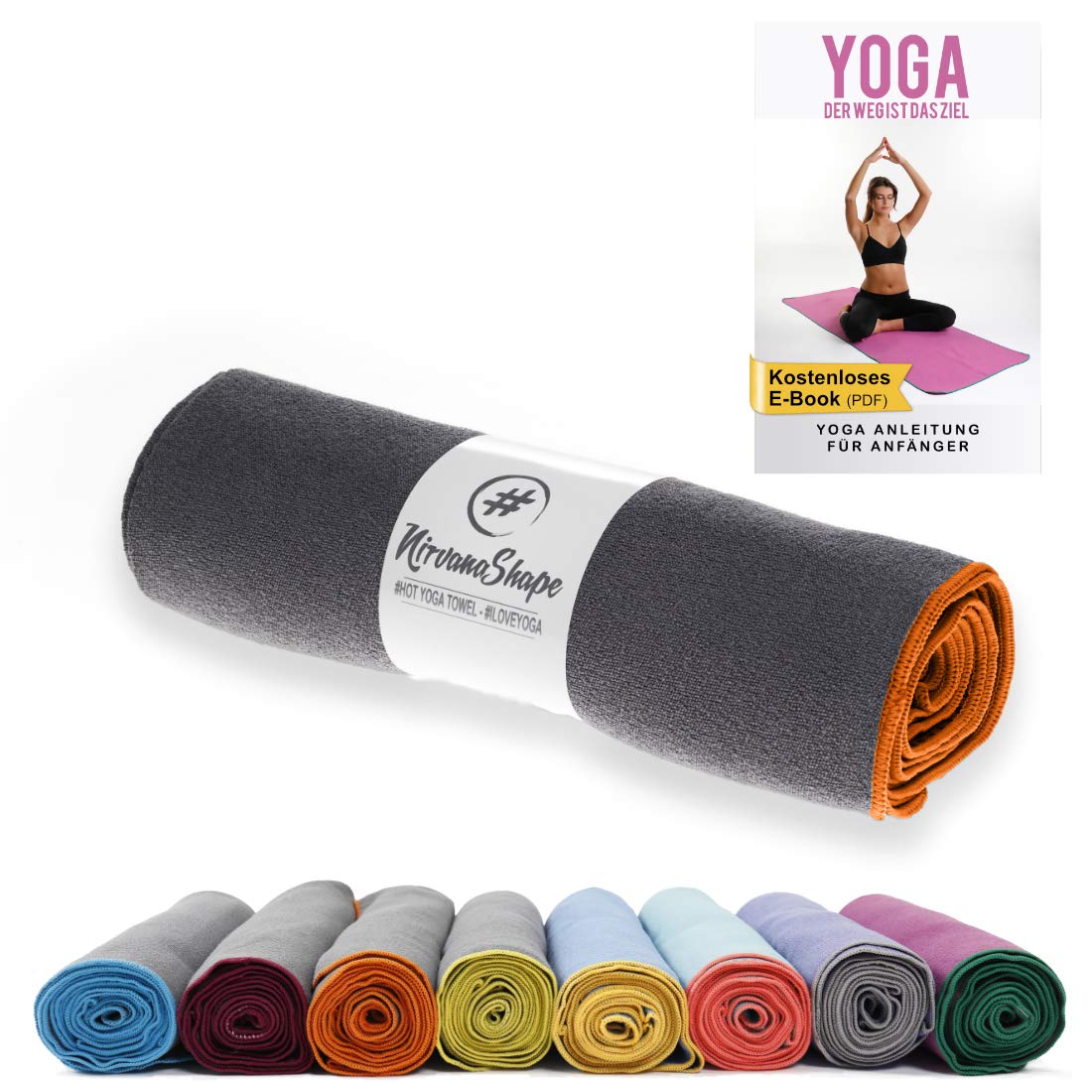 NirvanaShapeNon-slip yoga towel | Hot yoga towel with non-slip beads | Yoga towel overlay for yoga mat (73" 25" | 185x63 cm)