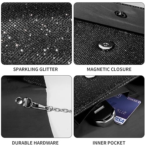 Miniatura 10 de Bolso de noche para mujer iSbaby para mujer bolso de mano brillante para fiesta de boda Oro, Plateado