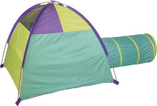 Vista 4 de Pacific Play Tents 20418 Neon Hide-Me Dome - Combo de tienda de campaña y túnel, tienda de campaña de 48 x 48 x 42 pulgadas de alto, túnel de 4 pies