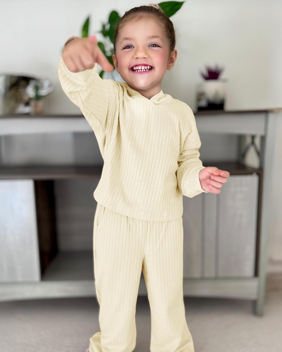 Stelle Girls Clothes 2 Piece Fall Outfits Lounge Set Long Sleeve Pullover Hoodie Wide Leg Sweatpants Teen Ribbed Tracksuit - Image 5