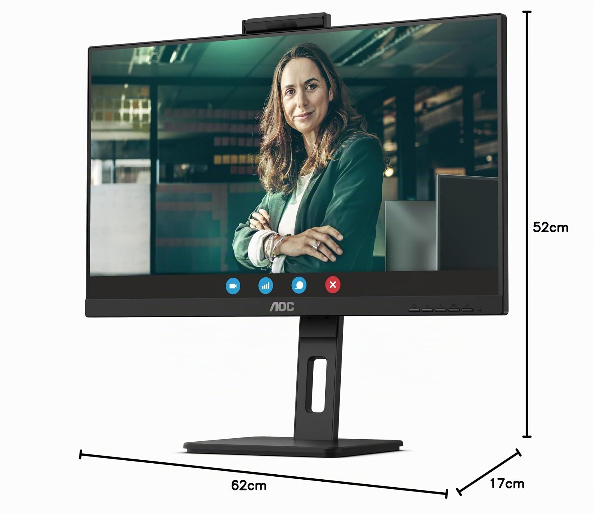 AOC 24P3QW Monitor 24 Pulgadas FHD, 100Hz, IPS, 4 ms GtG, Adaptive Sync., Altura Ajustable, Altavoces (1920x1080, 2X HDMI 1.4, 1x DP 1.2, USB-Hub), Negro