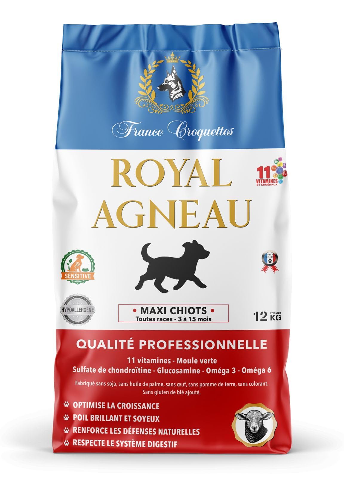 Croquettes Chiot Agneau 30/15 Toutes Races, Alimentation complète Low Grain pour Chiots 3 à 15 Mois, Haute digestibilité, Soutien Croissance et articulations, Peau et Poil sains