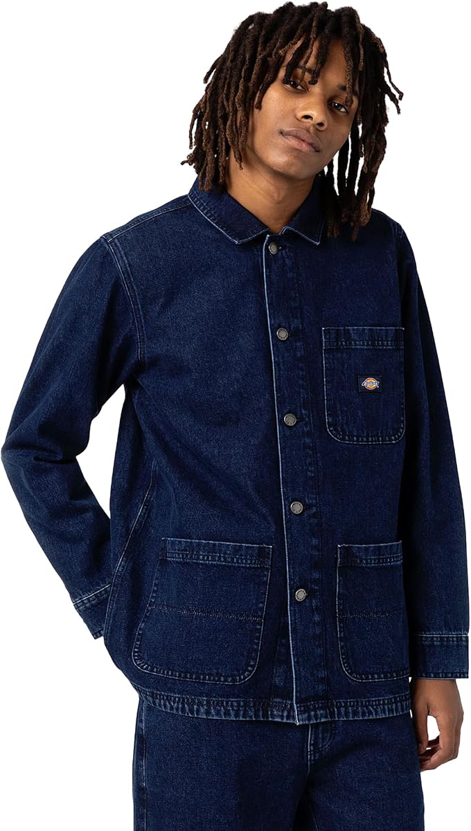 Dickies Chaqueta de trabajo informal sin forro de mezclilla para hombre