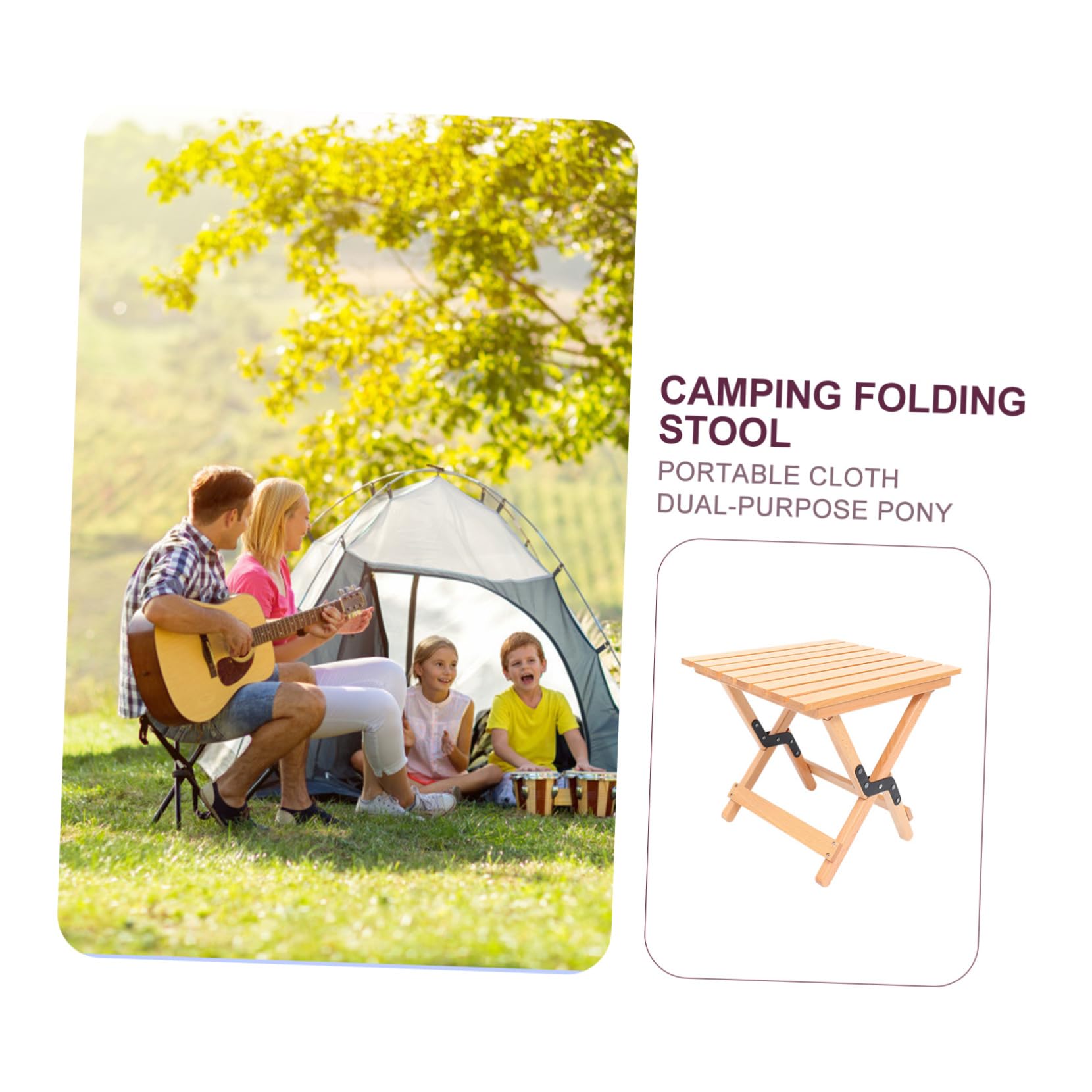 Veemoon Tabouret de Camping Pliant Tabouret Pliable Ultra-léger en Bois et Toile pour Voyage et Randonnée