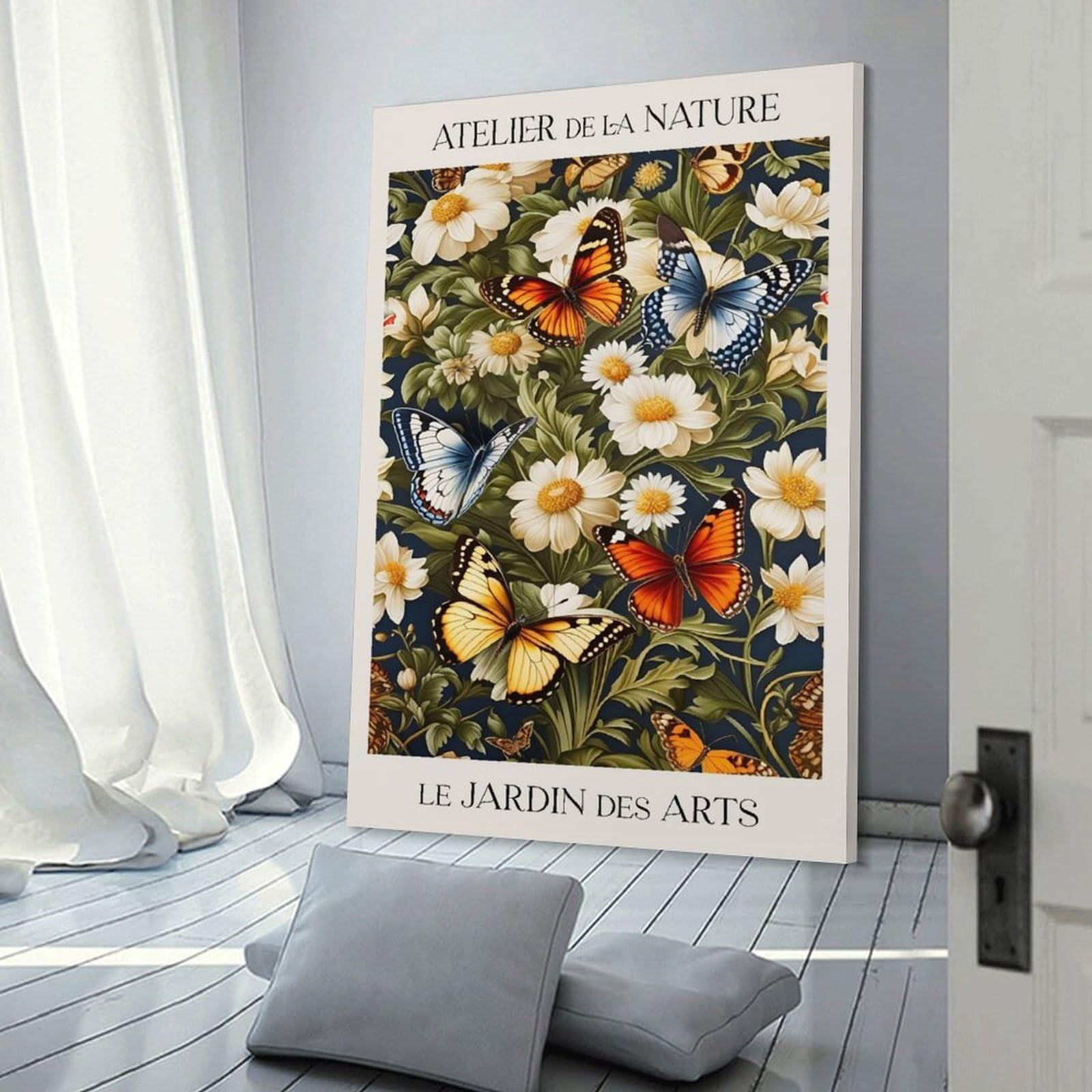 Junmoney Butterflies Victorian Art Wall Picture Print 24x36inch(60x90cm), for Picture Wall Styling in Lounge Or Bedroom, Ideal for Building A Coordinated Art Wall