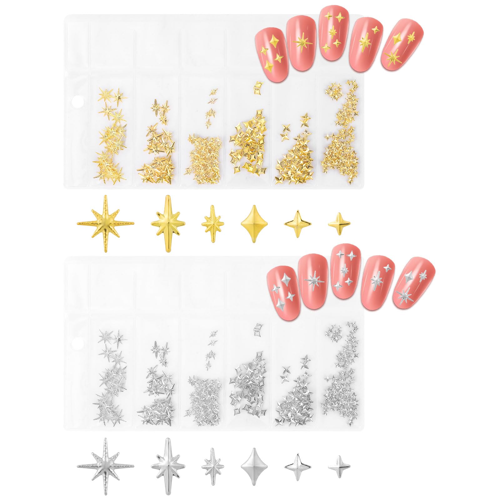 BOXOB 800pcs Star Nail Charms
