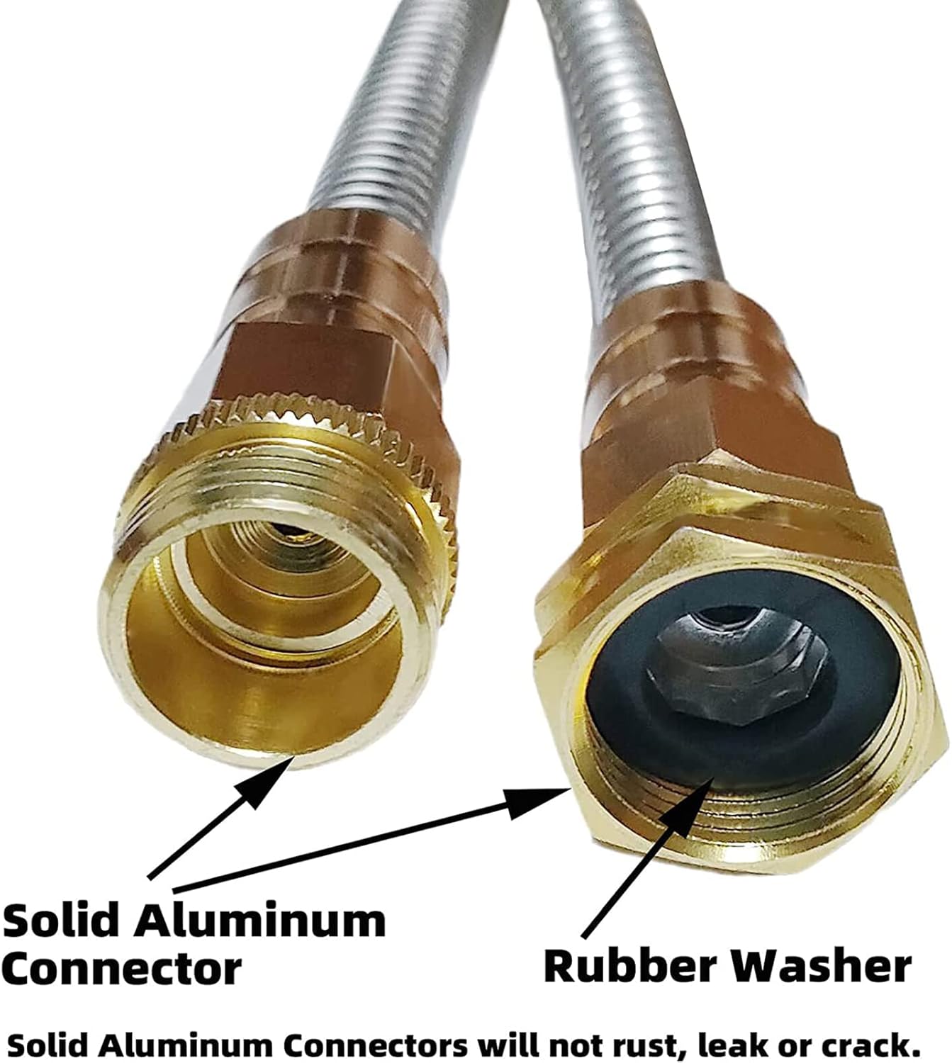 Metal Garden Hose 25ft Heavy Duty Stainless Steel Water Hose with 2 Nozzles for Yard, Outdoor - Flexible, Never Kink & Tangle, Puncture Resistant