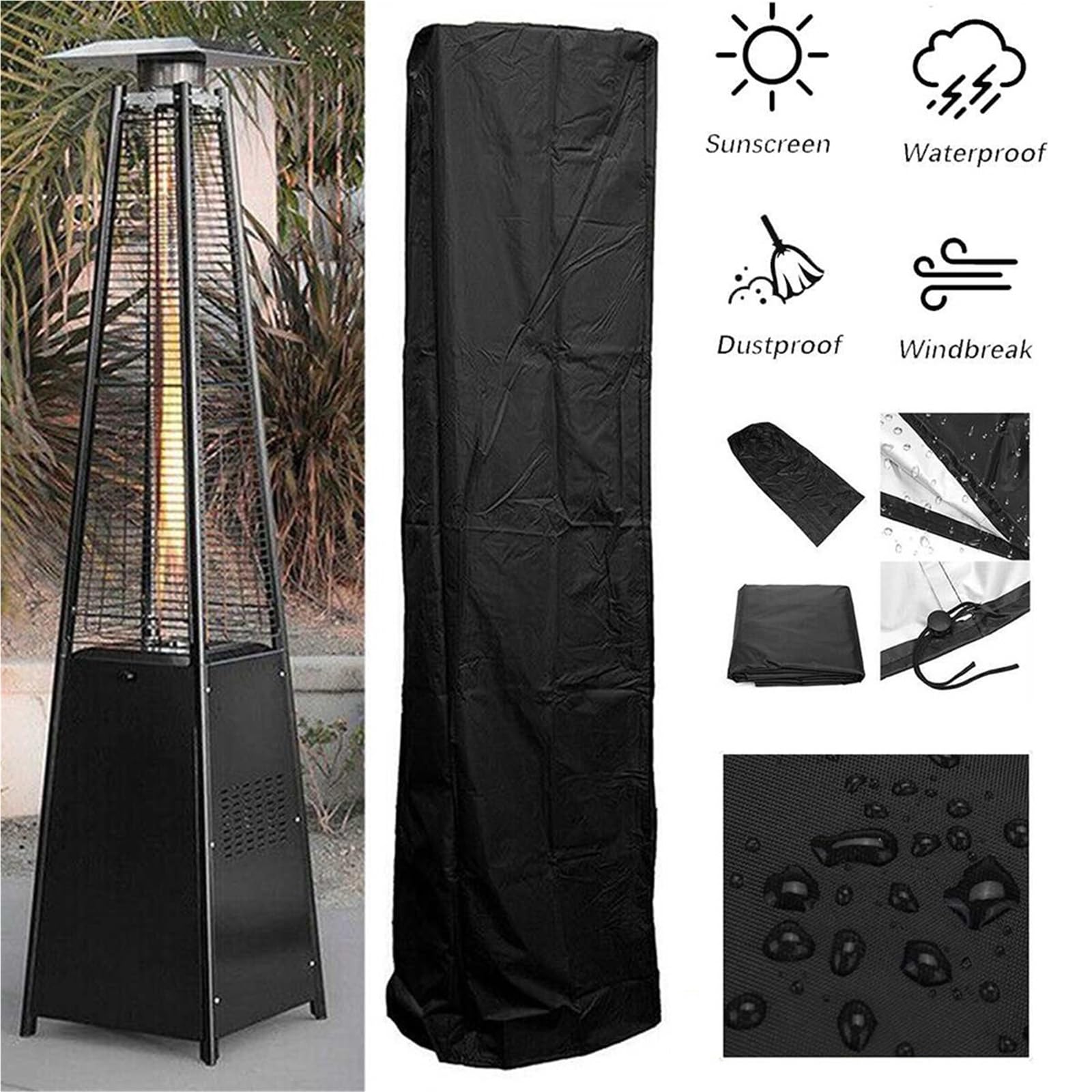 Copertura per stufa da esterno Copertura impermeabile for riscaldatore da esterno, 1 pezzo, for giardino e veranda, protezione for con cerniera(A 53c x61cmx221cm)