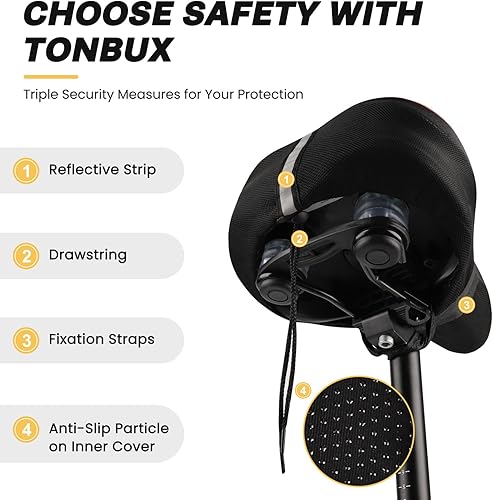 Miniatura 3 de TONBUX Cojín de asiento de bicicleta para bicicleta Peloton y bicicleta + - Funda acolchada de gel para asiento de bicicleta para hombres y mujeres,