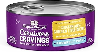Stella & Chewyâ€™s Carnivore Cravings Purrfect Pate Cans â€“ Grain Free, Protein Rich Wet Cat Food â€“ Chicken & Chicken Liver Recipe â€“ (2.8 Ounce Cans, Case of 12)