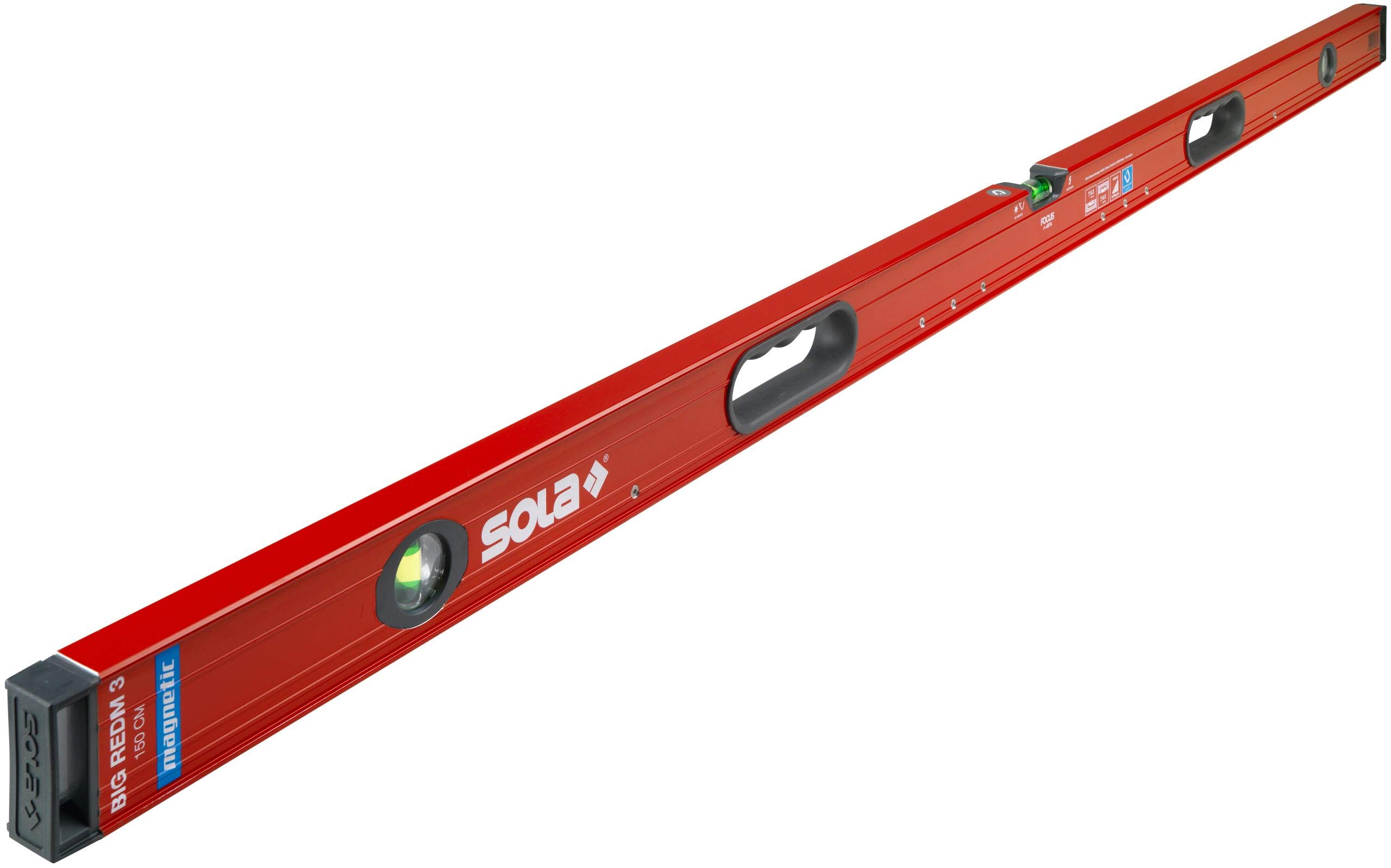 Livella Magnetica SOLA Big RedM 150 Cm – Magneti Al Neodimio, Libellula Focus, Precisione 0,30 Mm/m