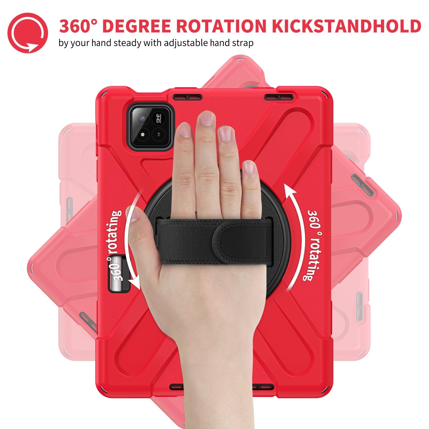 Etui kompatybilne z etui Xiaomi Pad 7 / Pro 11,2 cala 2024, wytrzymałe, odporne na wstrząsy chroniące przed upadkiem uchwytem długopis, osłona ochronna paska ramię dla dzieci, silikonowa(Rosso)