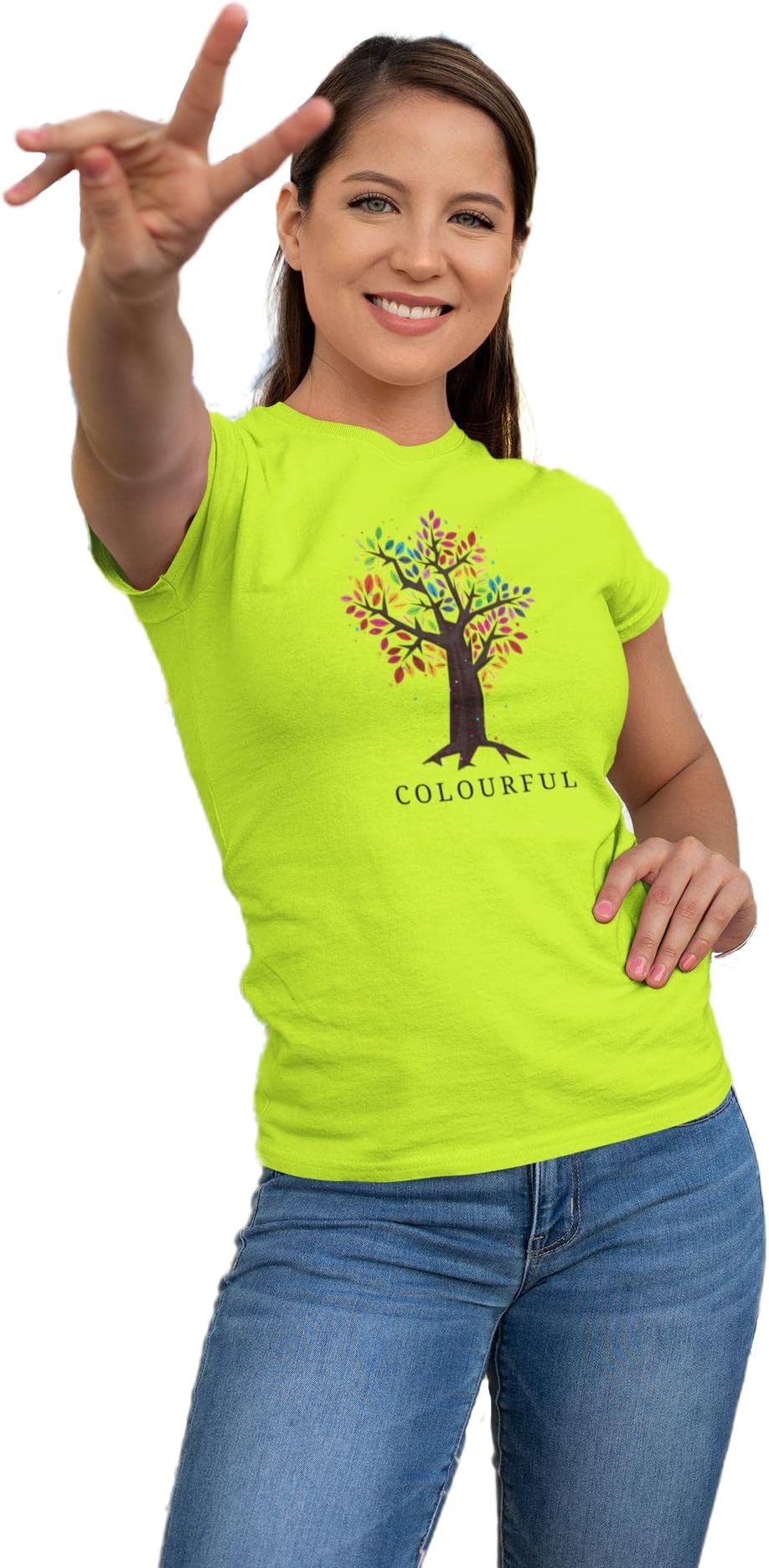 TEESMANIA Nature Colourful Light Green Premium Cotton T-Shirt for Women