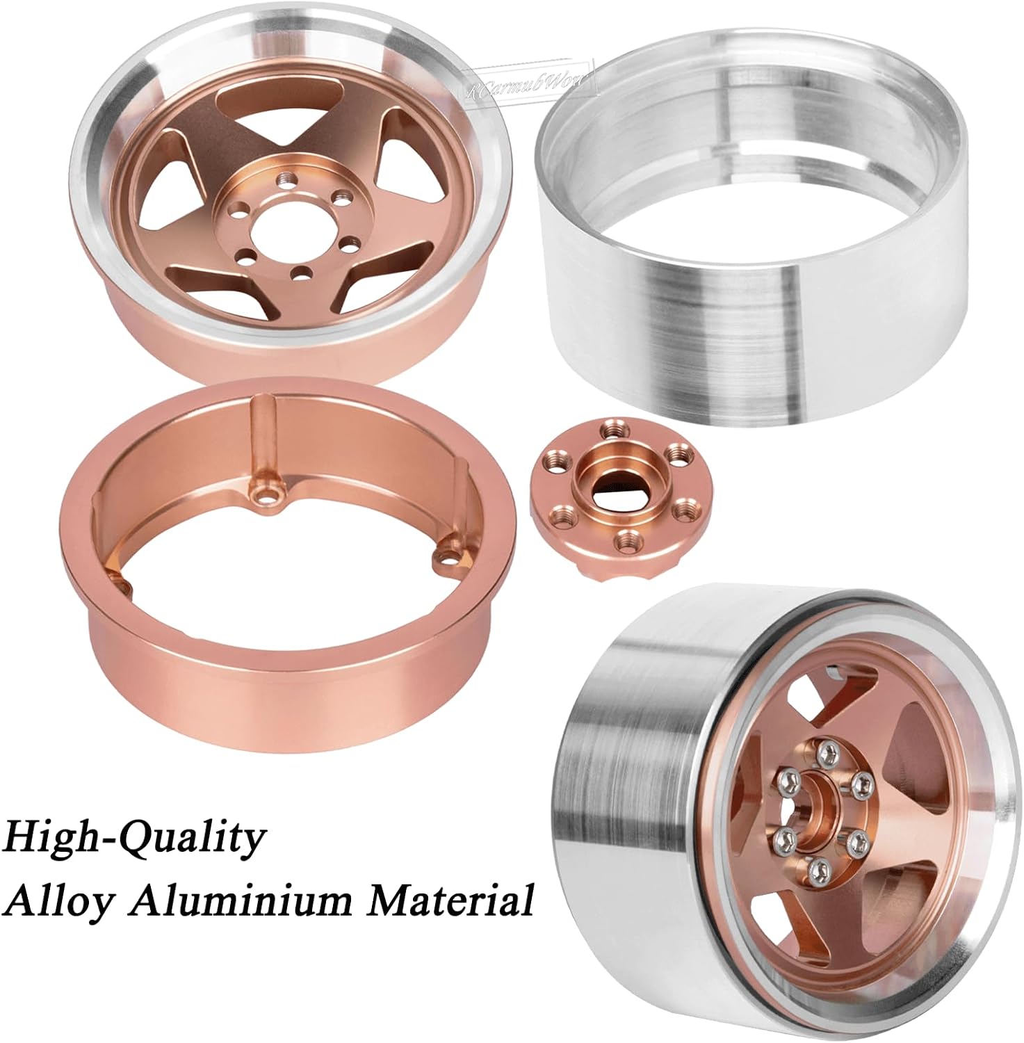 RC 2.2"" Beadlock Wheels and Tires for 1/8 1/10 RC Crawler SCX10 III 90046 TRX4 D90,2.2in Beadlock RC Rims 2.2in RC Beadlock Tires,4pcs,Bronze, Bronze(4pcs)
